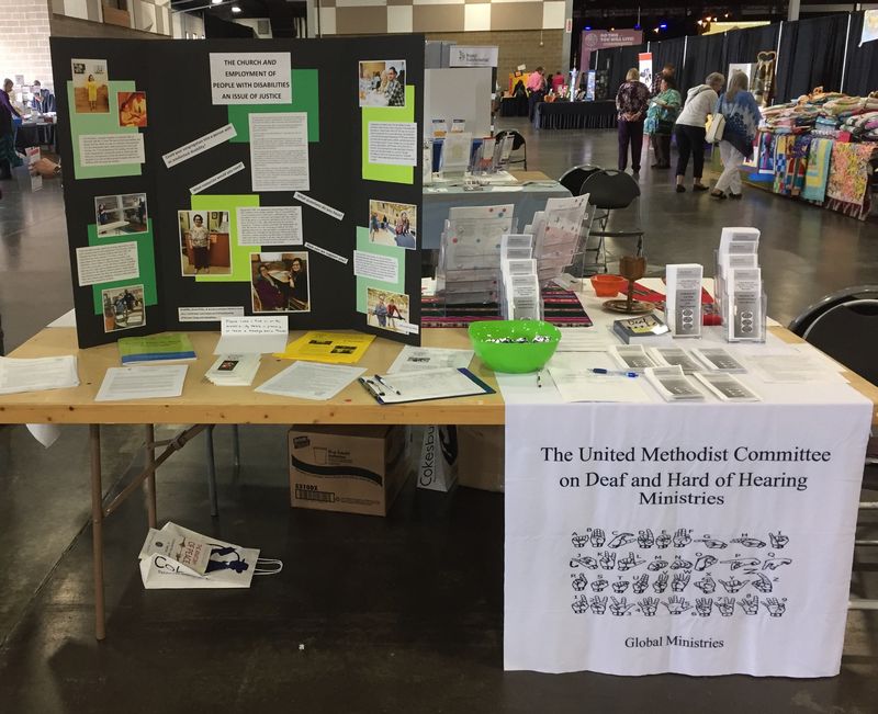 table with displays for disability and deaf ministries