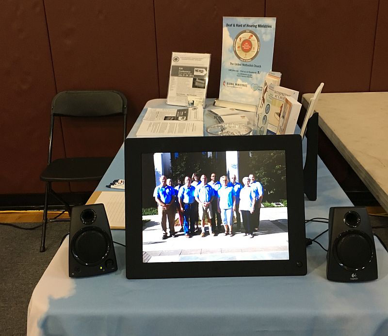 side view of the table, shows a video of the DHM members